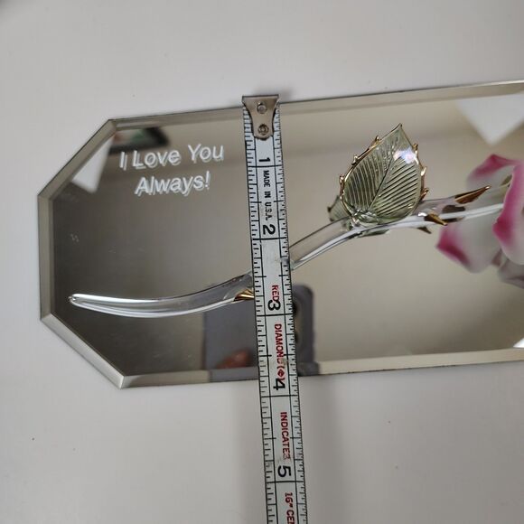 Collectible Clear Crystal Rose with Mirror "I Love You Always" Romantic Gift Y2K - Picture 11 of 11